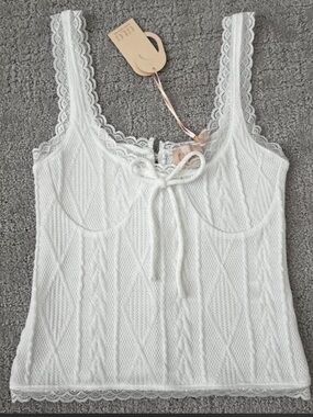 Boho cottage style knit tank top